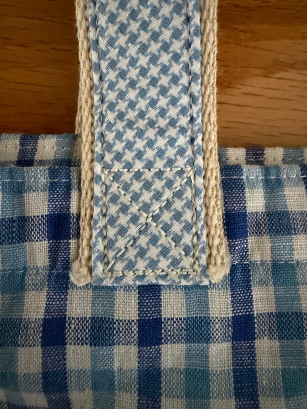 Beau Ties of Vermont Handmade in Vermont Tote Bag Blue White Check Fabric - Picture 5 of 10
